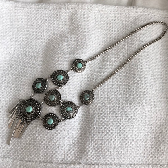 BOHO Festival statement necklace turquoise/silver - Picture 3 of 3